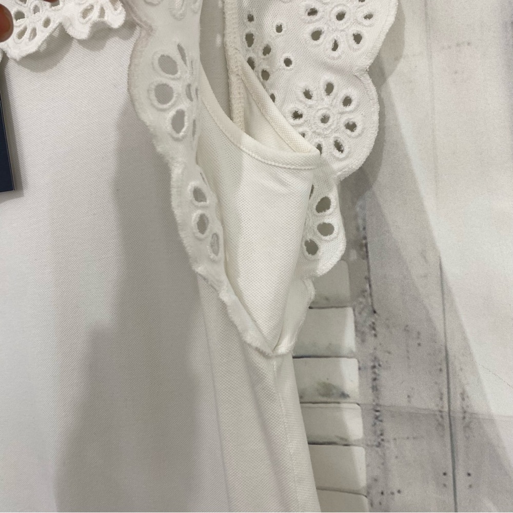 Tommy Hilfiger Size Medium M Cream White Eyelet Dress Flutter Sleeve Pullover - Picture 9 of 14